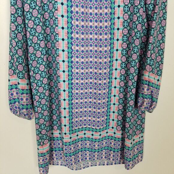Southern Tide Womens Geo Flowy Tunic Dress Sz M Blue Pink Cruise Wear Summer - Picture 6 of 8